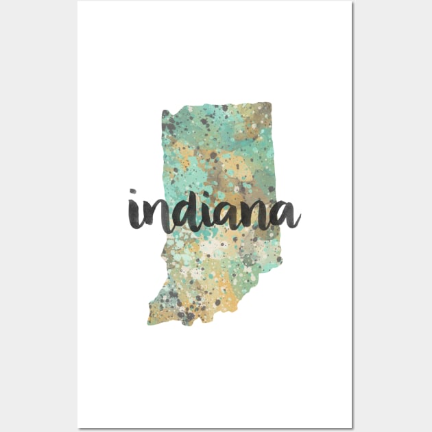 indiana - calligraphy and abstract state outline Wall Art by randomolive